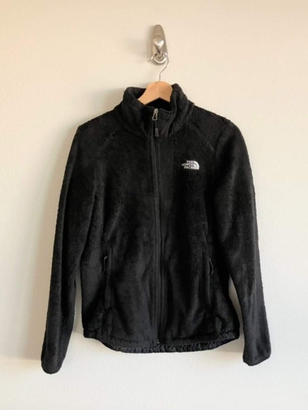 The North Face Black Furry Women's Fleece Jacket  Size Medium